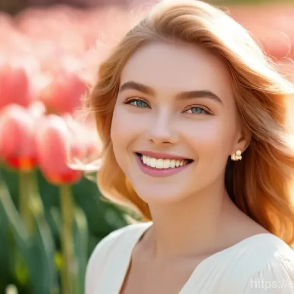 퍼스널 컬러에 맞는 헤어컬러 추천 - **Prompt: Spring Season Radiance**
    A young woman with a radiant, healthy complexion, showcasing ...