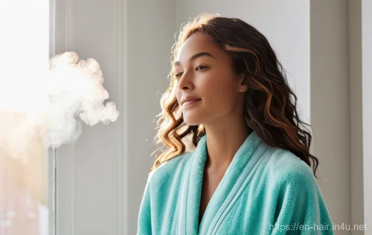 열 손상 방지 헤어 미스트 추천 - **Prompt:** A close-up portrait of a young adult, with a thoughtful expression, gently separating a ...