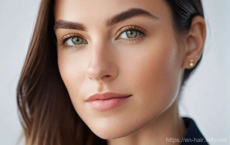 페이스 프레이밍 헤어 컬러 트렌드 - 0**
A close-up, softly focused portrait of a confident woman in her late 20s to early 30s, featuring...