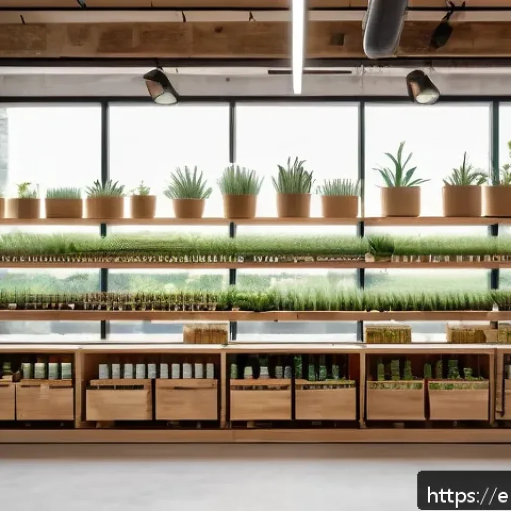 친환경 헤어 브랜드 TOP 5 - A bright and airy eco-friendly hair care store interior showcasing sustainable beauty products displ...