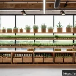 친환경 헤어 브랜드 TOP 5 - A bright and airy eco-friendly hair care store interior showcasing sustainable beauty products displ...